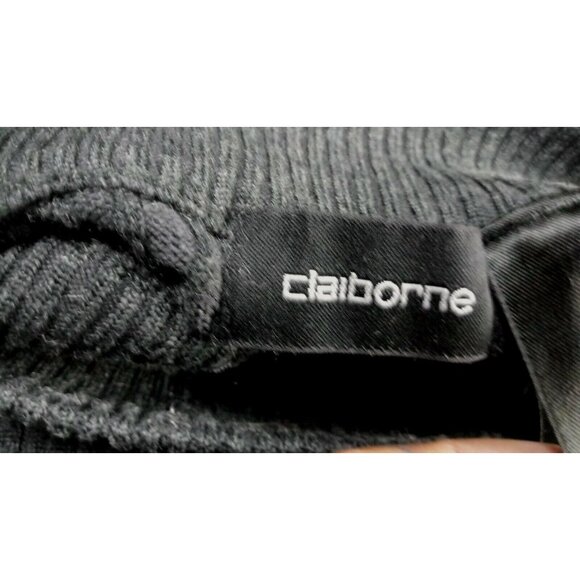 Claiborne Sweater Mens Sz M Dark Gray Ribbed Long Sleeve High Neck - Picture 5 of 13